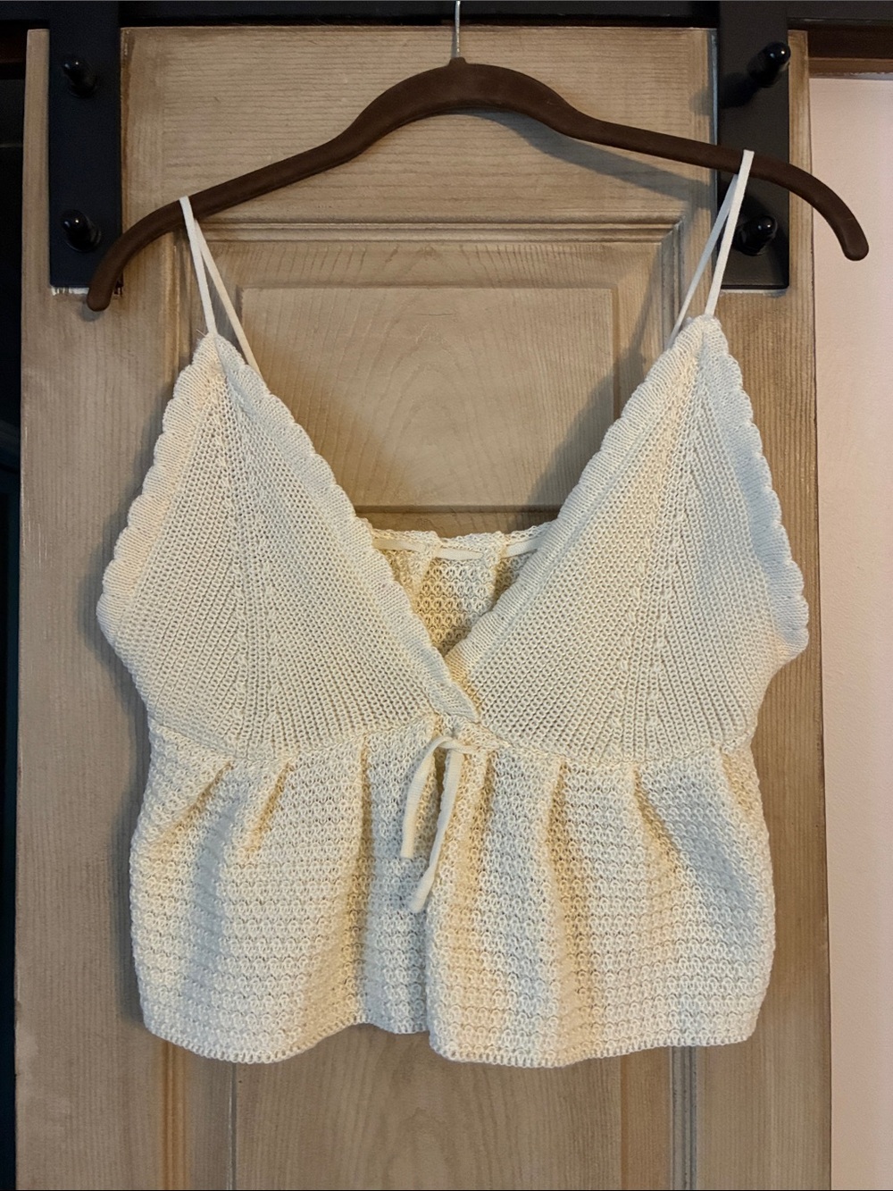 SHEIN Cream Crochet Tie-Front Camisole